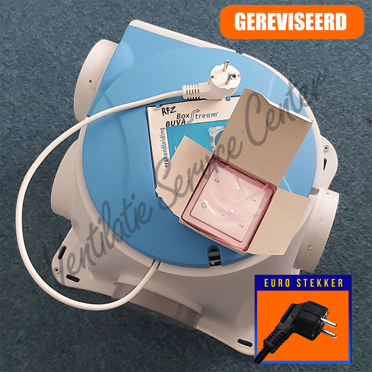 Buva Boxstream gereviseerde ventilatiebox met draadloze RF zender en euro stekker (Woonhuisventilatie)