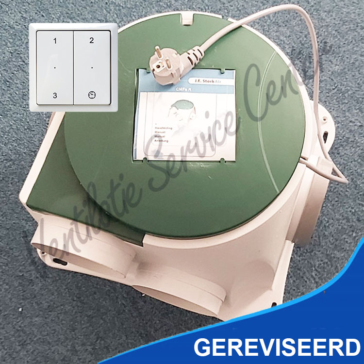 Stork Zehnder CMFe gereviseerde ventilatiebox met draadloze RF zender en euro stekker (Woonhuisventilatie)